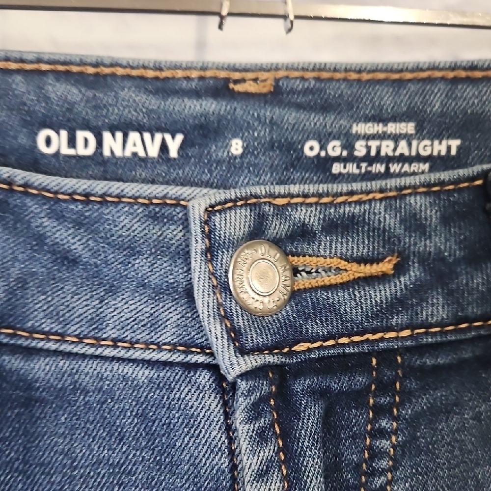 Old Navy Women's O.G. Straight Leg Jeans - Classic Denim - Picture 2 of 5
